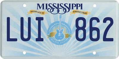 MS license plate LUI862