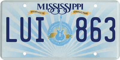 MS license plate LUI863
