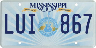 MS license plate LUI867