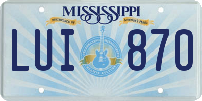 MS license plate LUI870