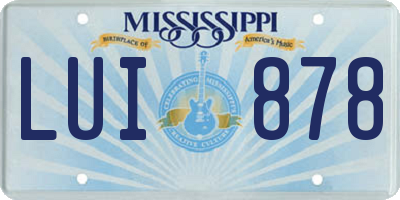 MS license plate LUI878
