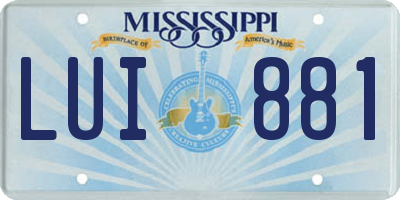 MS license plate LUI881