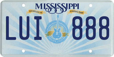 MS license plate LUI888