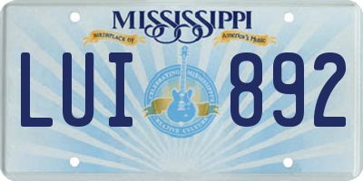 MS license plate LUI892