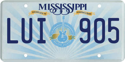 MS license plate LUI905