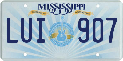 MS license plate LUI907