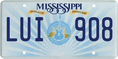 MS license plate LUI908