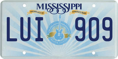 MS license plate LUI909