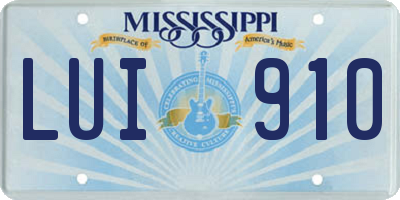 MS license plate LUI910