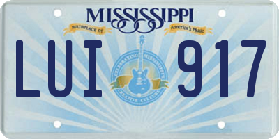 MS license plate LUI917