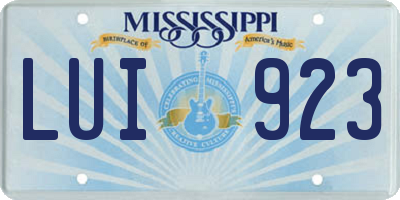 MS license plate LUI923
