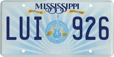 MS license plate LUI926