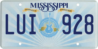 MS license plate LUI928
