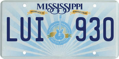MS license plate LUI930