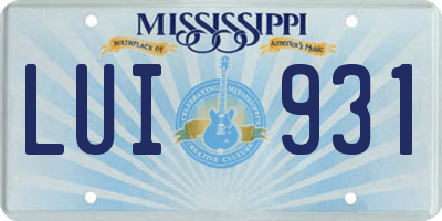 MS license plate LUI931