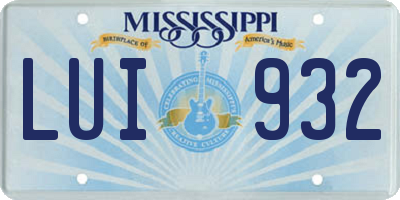MS license plate LUI932
