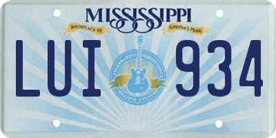MS license plate LUI934