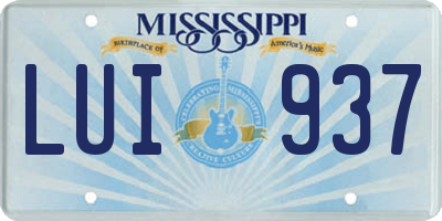 MS license plate LUI937