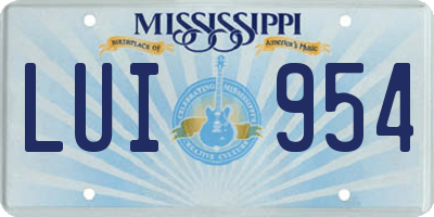 MS license plate LUI954