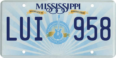 MS license plate LUI958