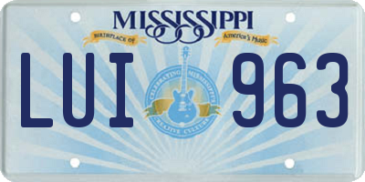 MS license plate LUI963