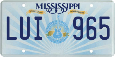 MS license plate LUI965