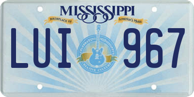 MS license plate LUI967