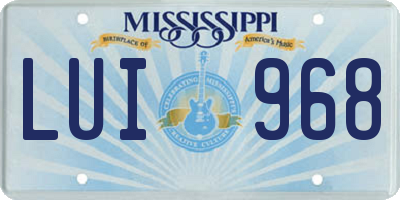 MS license plate LUI968