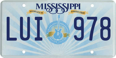 MS license plate LUI978