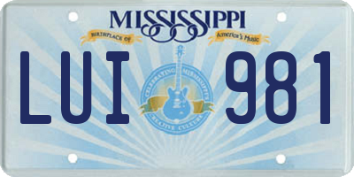 MS license plate LUI981