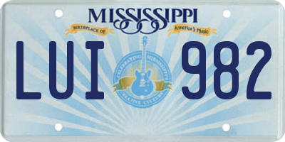 MS license plate LUI982