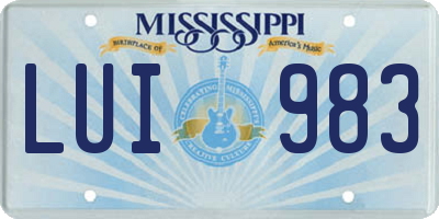MS license plate LUI983