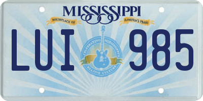 MS license plate LUI985