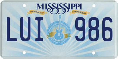 MS license plate LUI986