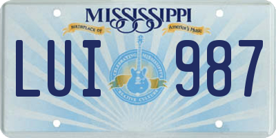 MS license plate LUI987