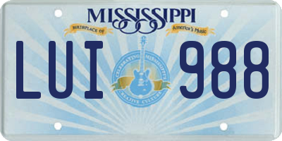 MS license plate LUI988