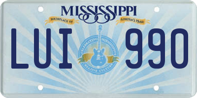 MS license plate LUI990