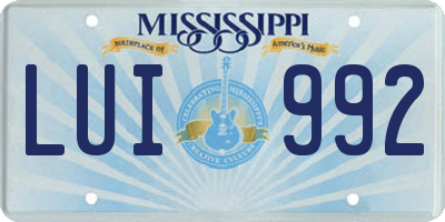 MS license plate LUI992