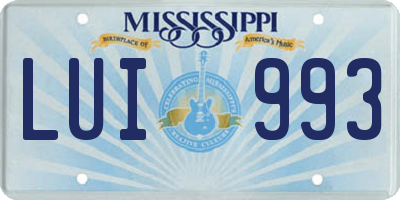 MS license plate LUI993