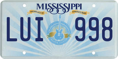 MS license plate LUI998