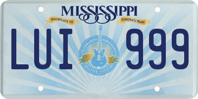 MS license plate LUI999