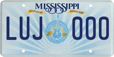MS license plate LUJ000