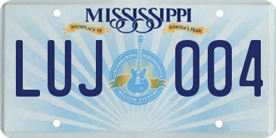 MS license plate LUJ004