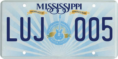 MS license plate LUJ005