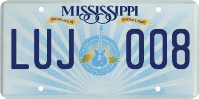 MS license plate LUJ008
