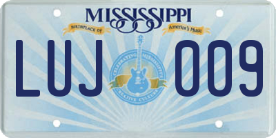 MS license plate LUJ009