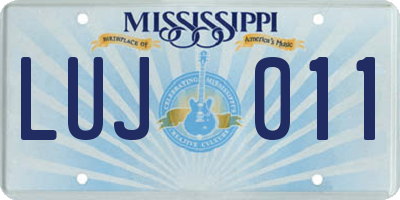 MS license plate LUJ011