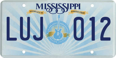MS license plate LUJ012