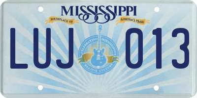 MS license plate LUJ013