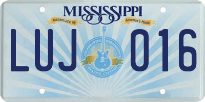 MS license plate LUJ016